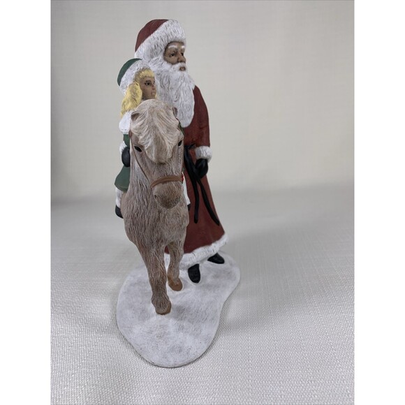 Vintage Ceramic Large Figure SANTA w/LITTLE GIRL & HORSE Christmas St. Nick Pony - Picture 4 of 6